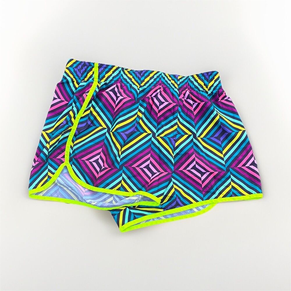 Women’s XS Multicolor Geometric Athletic Activewear Shorts Elastic Waist